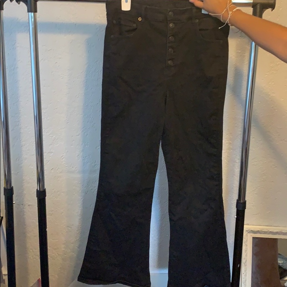 high waisted jeans black